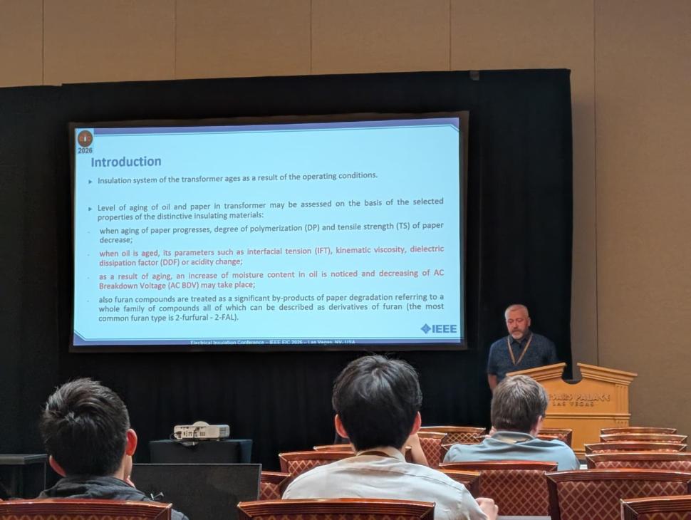 Prezentacja wyników badań pracownika Instytutu podczas międzynarodowej konferencji naukowej IEEE Electrical Insulation Conference (EIC 2026) w Las Vegas, USA